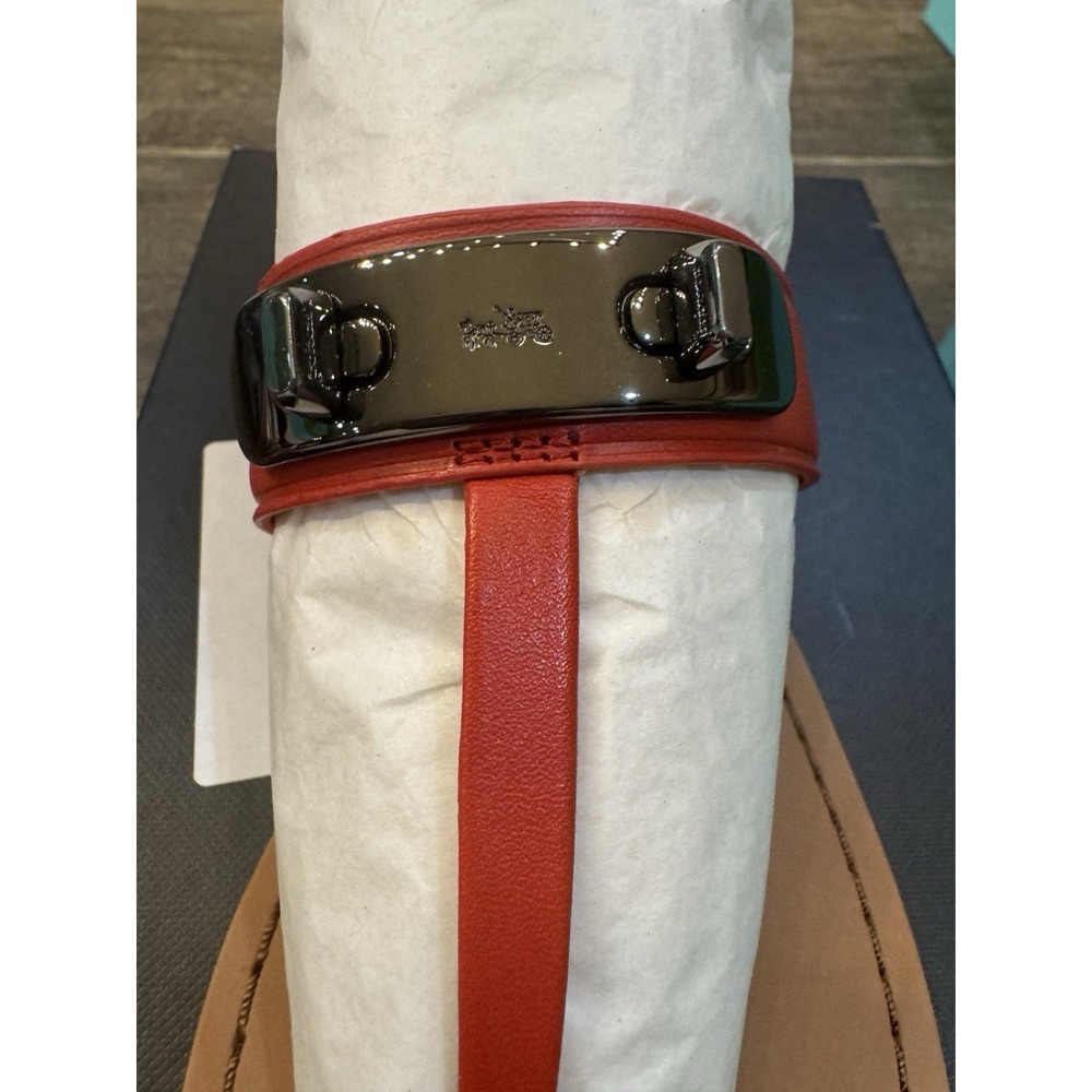 Coach Gracie Swagger Thong Sandals Burnt Orange Size 6.5 New In Box - Picture 11 of 16